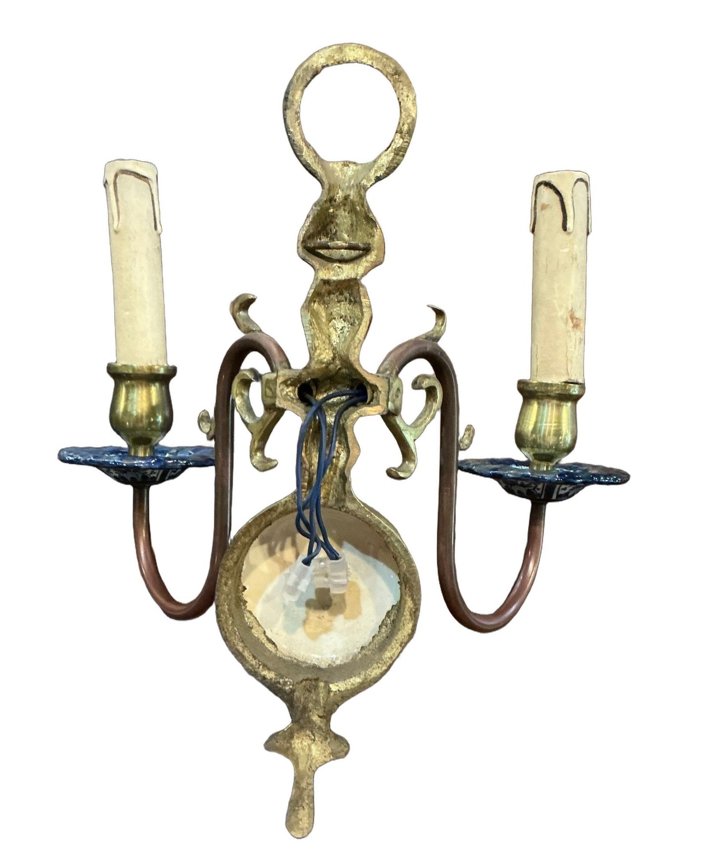 Dutch Delft Hand Painted Sconces - Pair
