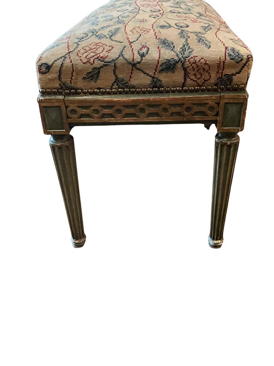 19th century Louis XVI Music bench with gilt and original tapestry