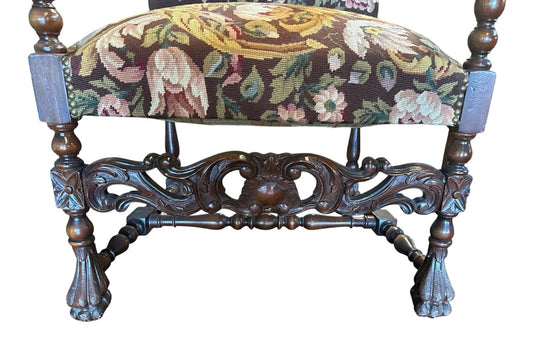 Circa 1880 Continental Arm Chair with Tapestry