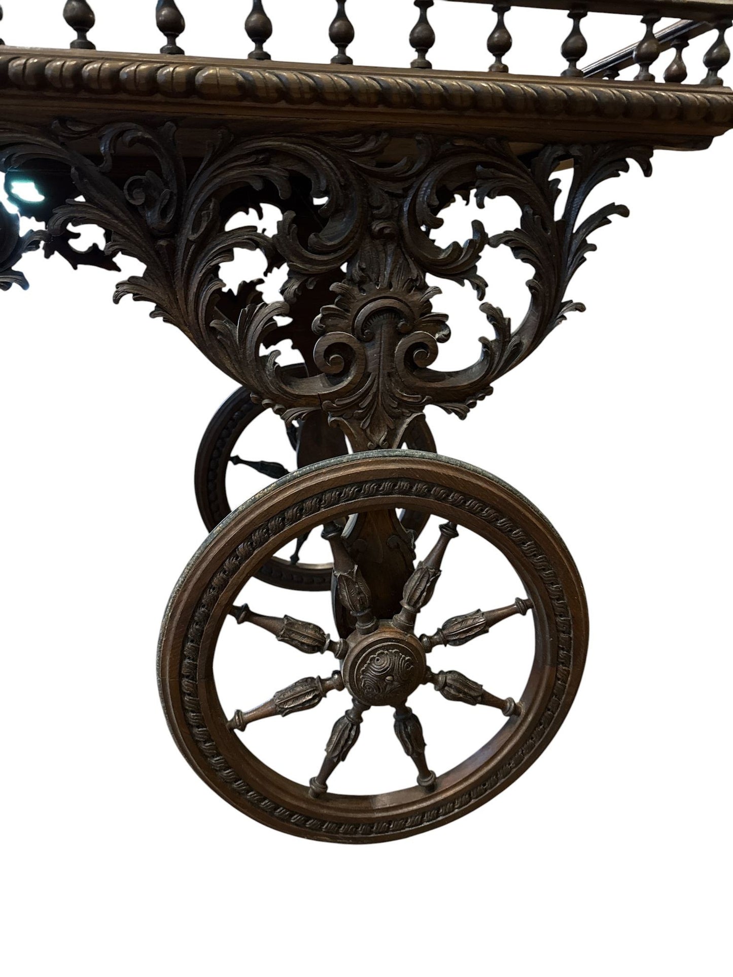 Antique Handcarved French Tea Cart, Circa 1880