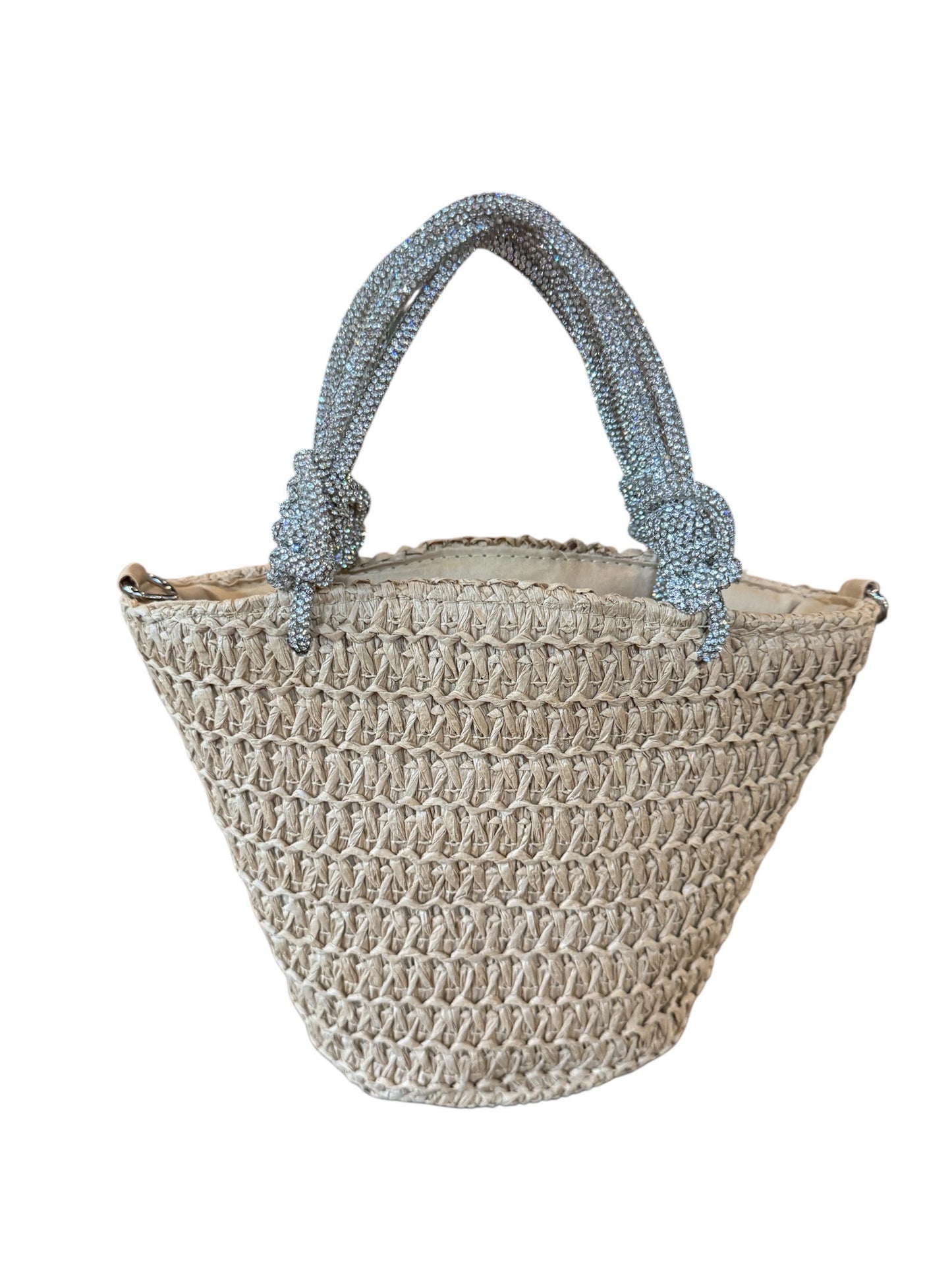 Gaia Straw Mini Tote with Crystal Handles