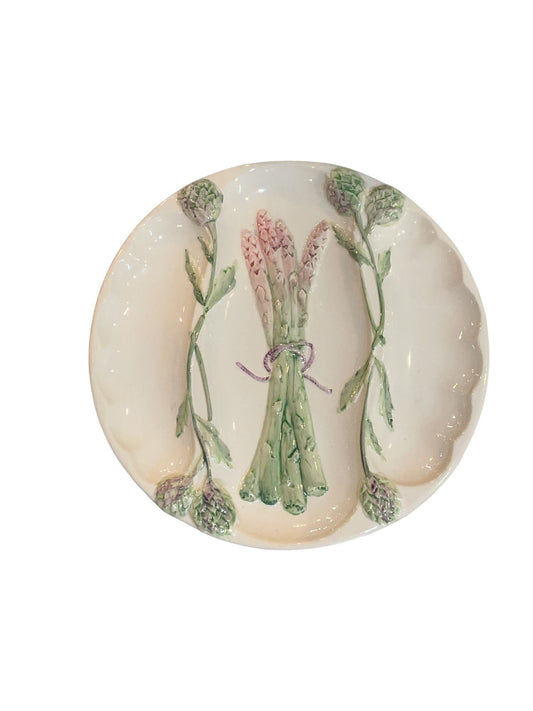 French Asparagus Majolica Plate