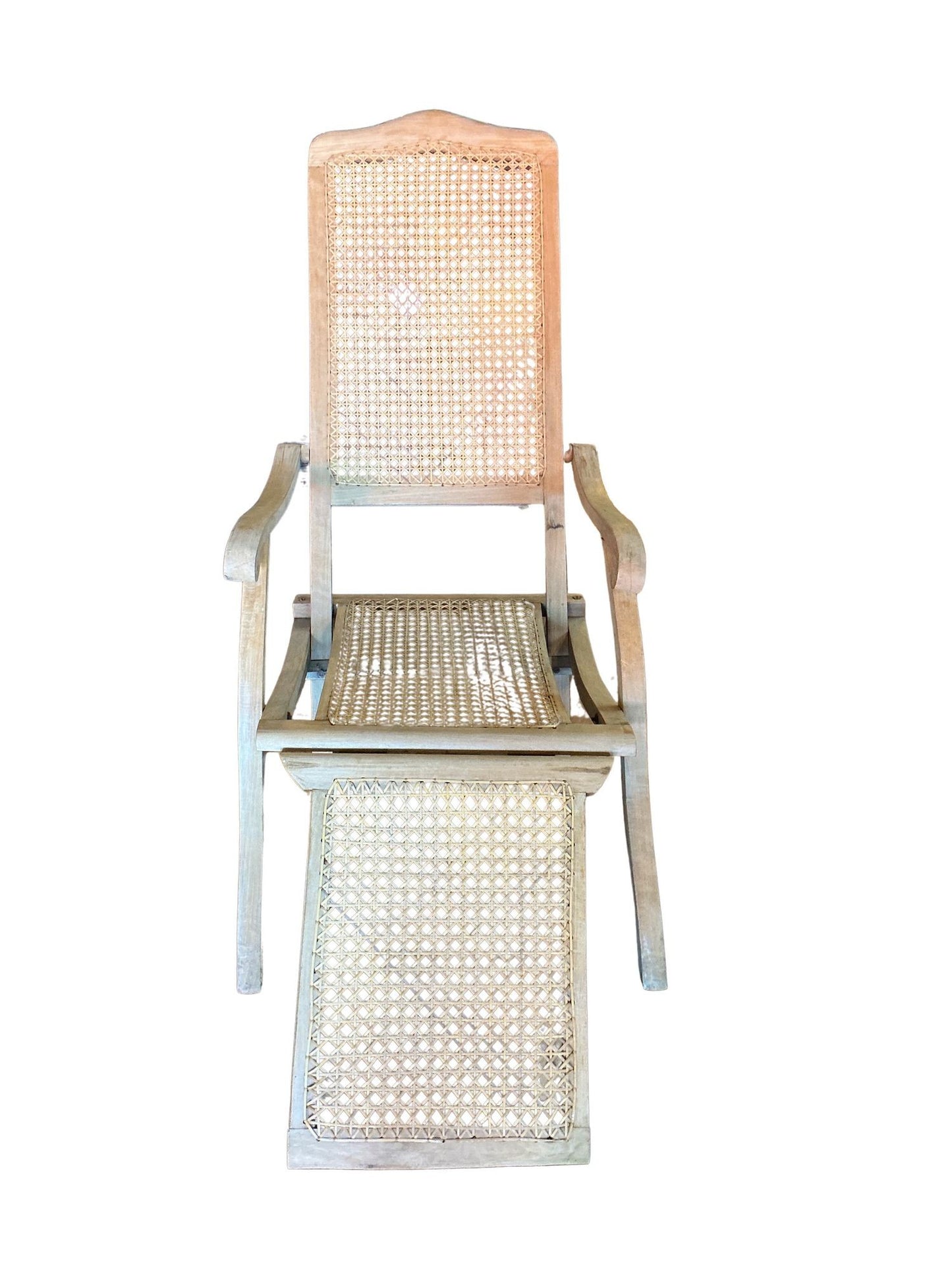 1920’s French Caned Chaise Lounge Bleached