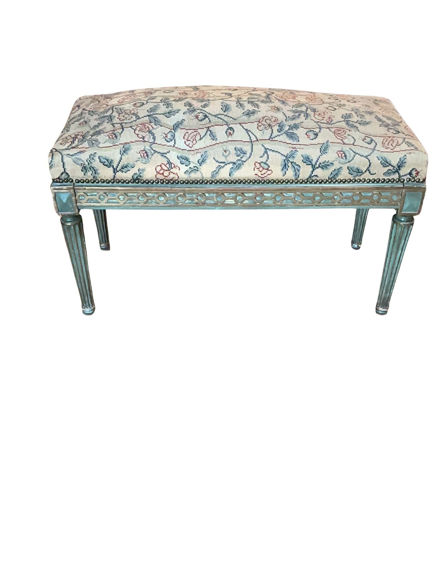 19th century Louis XVI Music bench with gilt and original tapestry