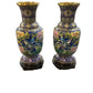 Exceptional Pair of Chinese Cloisonné Vases with Carved Stands