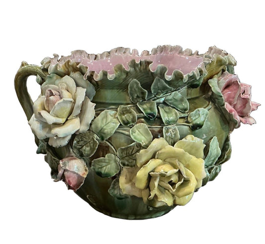 Circa 1900 Majolica Jardiniere