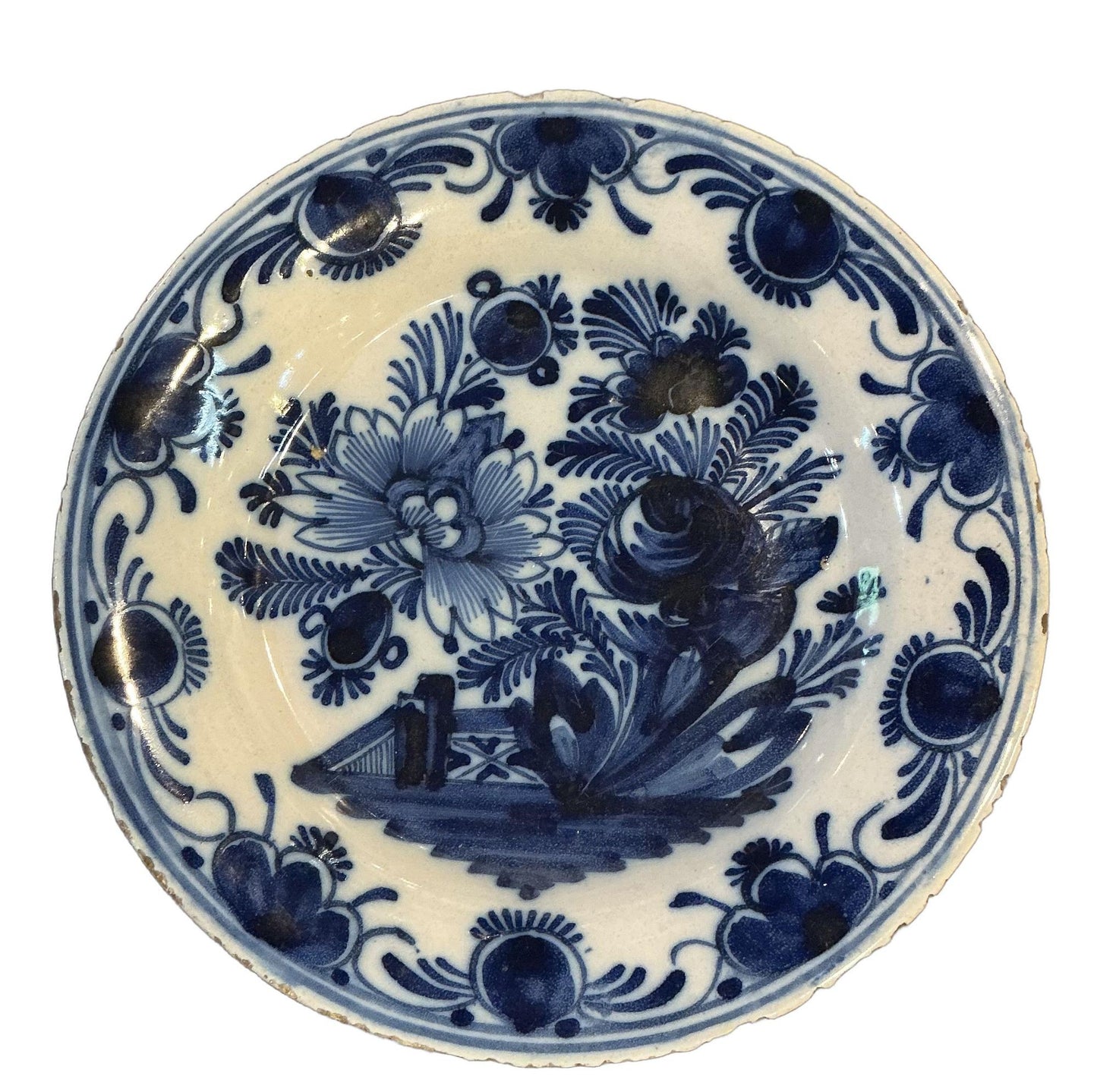 Dutch Delftware “Garden Gate” Scene Plate, Circa 1800
