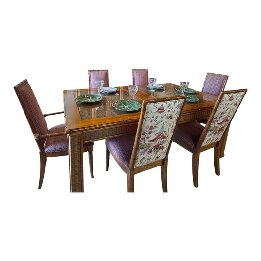Mid-century Faux Bamboo/Rattan Dining Set