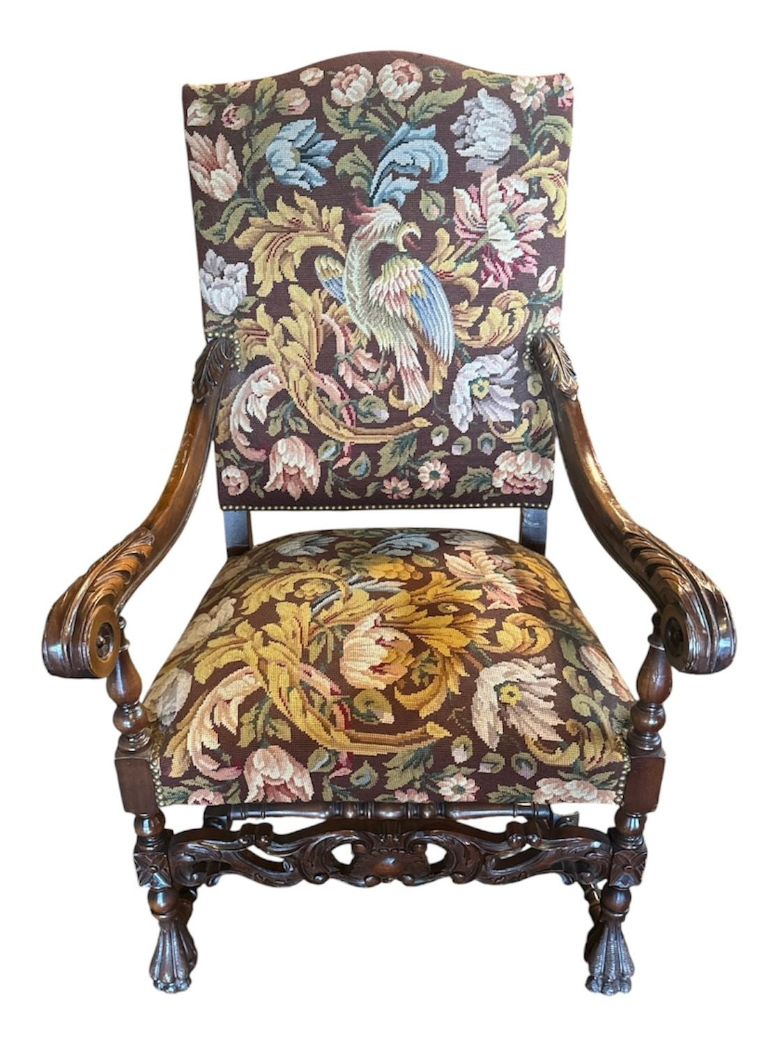 Circa 1880 Continental Arm Chair with Tapestry