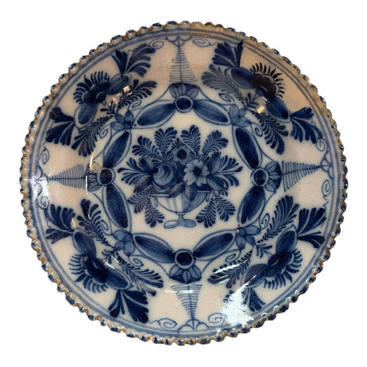 18th Century Ribbed Edge Cobalt Blue Delft Tin GLaze