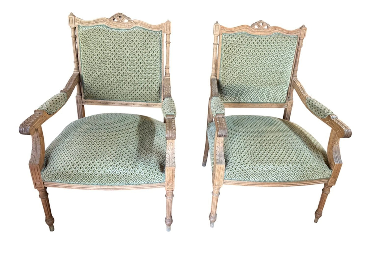 Pair of Antique French Arm Chairs Louis XV