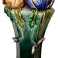 Large Antique Art Deco Faience Majolica Vase Decorated With Sculpted Delicate Flowers