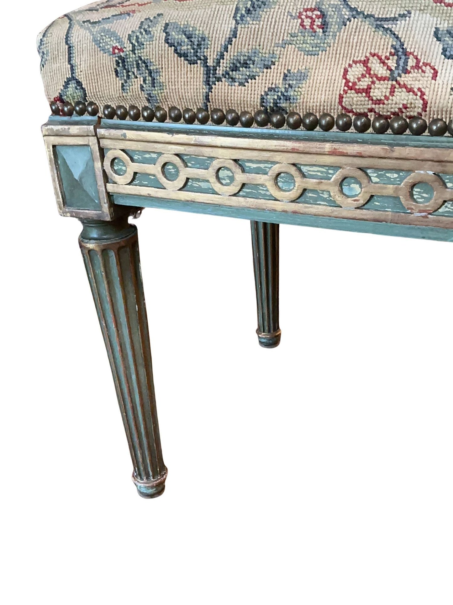 19th century Louis XVI Music bench with gilt and original tapestry