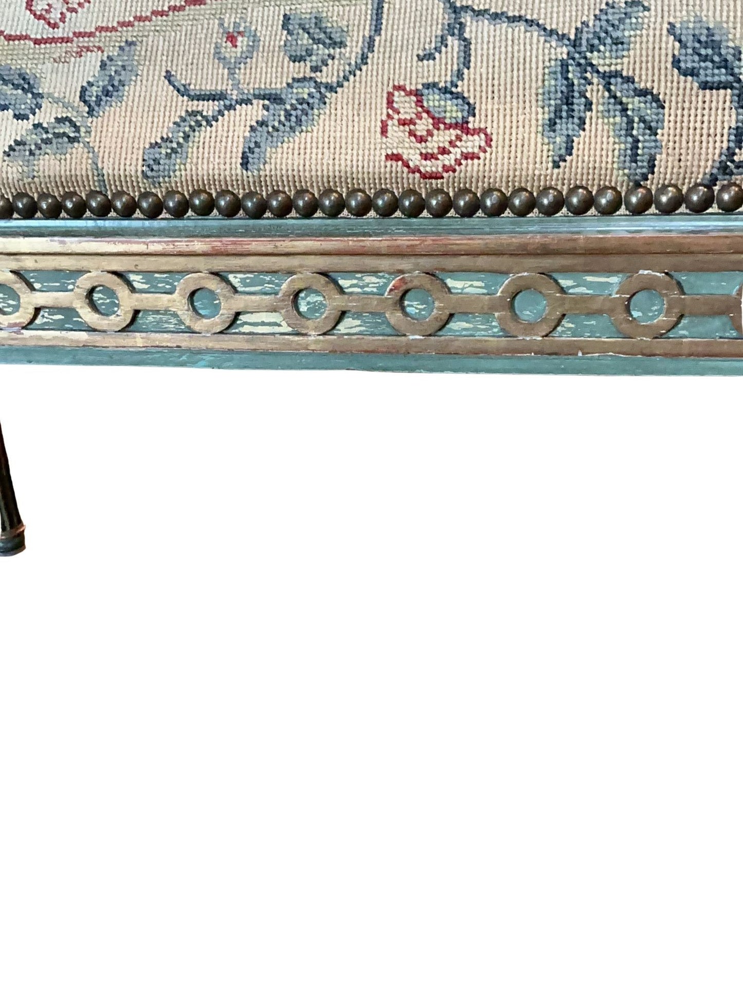 19th century Louis XVI Music bench with gilt and original tapestry