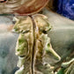 Large Antique Art Deco Faience Majolica Vase Decorated With Sculpted Delicate Flowers