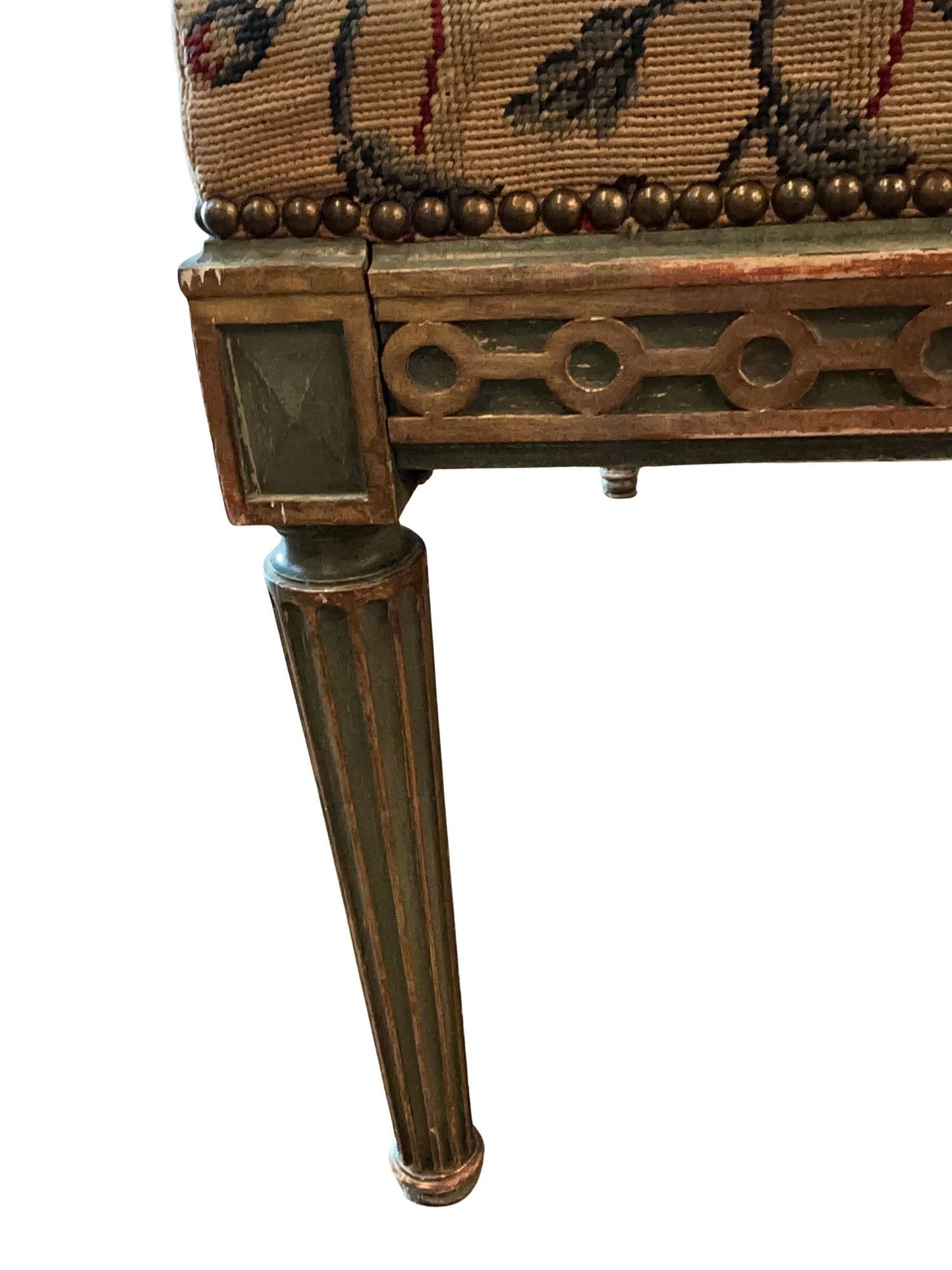 19th century Louis XVI Music bench with gilt and original tapestry