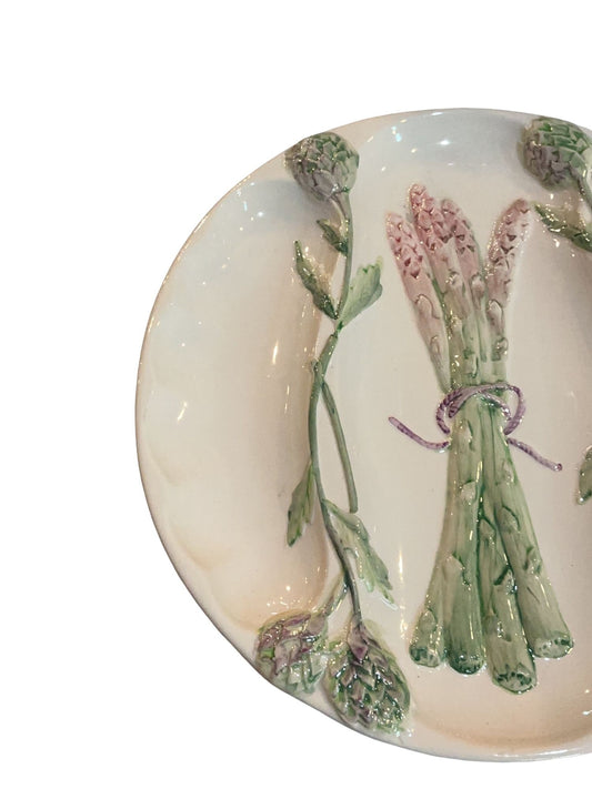 French Asparagus Majolica Plate