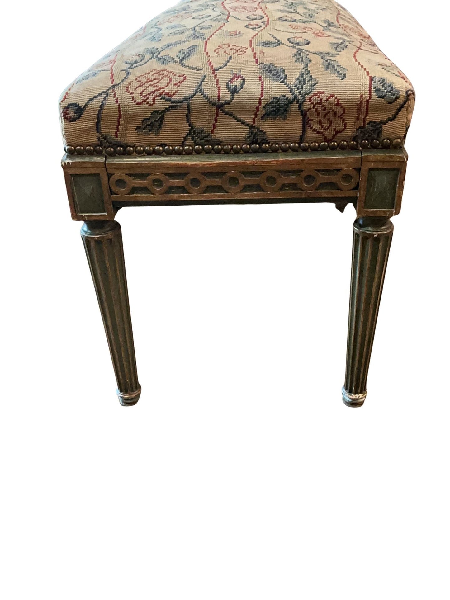19th century Louis XVI Music bench with gilt and original tapestry