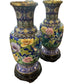 Exceptional Pair of Chinese Cloisonné Vases with Carved Stands