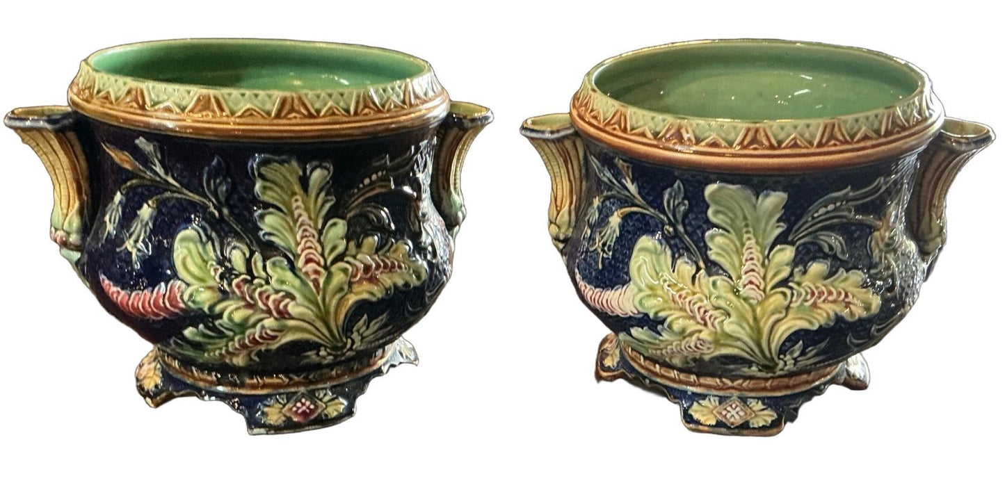 Belgian Majolica Cache Pots Circa 1900