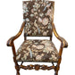 French Walnut Continental Arm Chairs in Vintage Floral Fabric, Pair