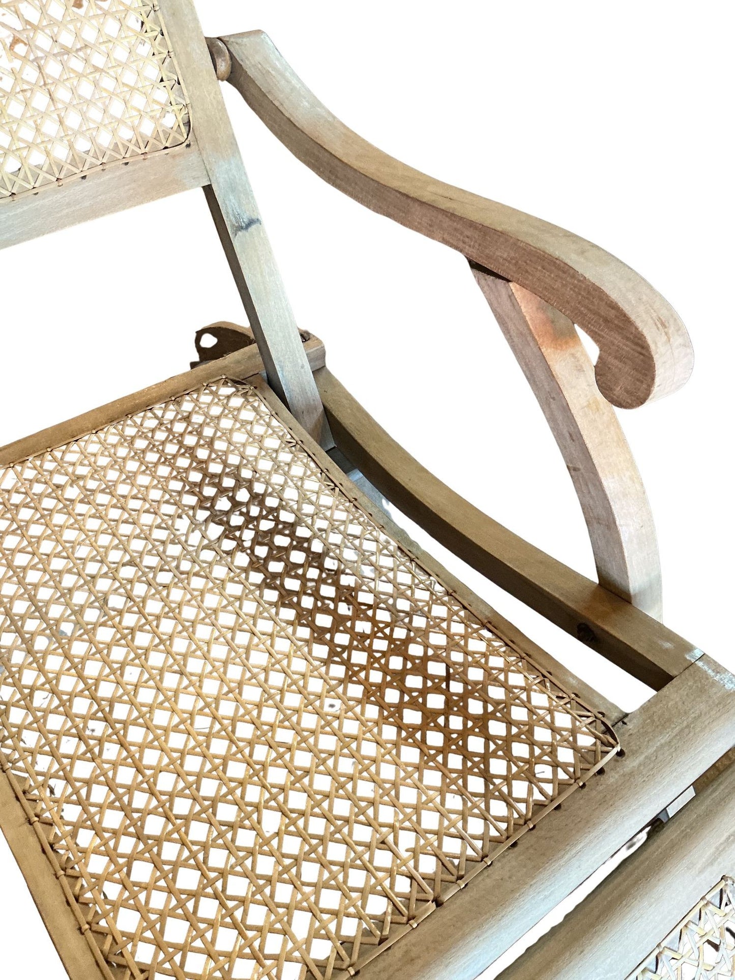 1920’s French Caned Chaise Lounge Bleached