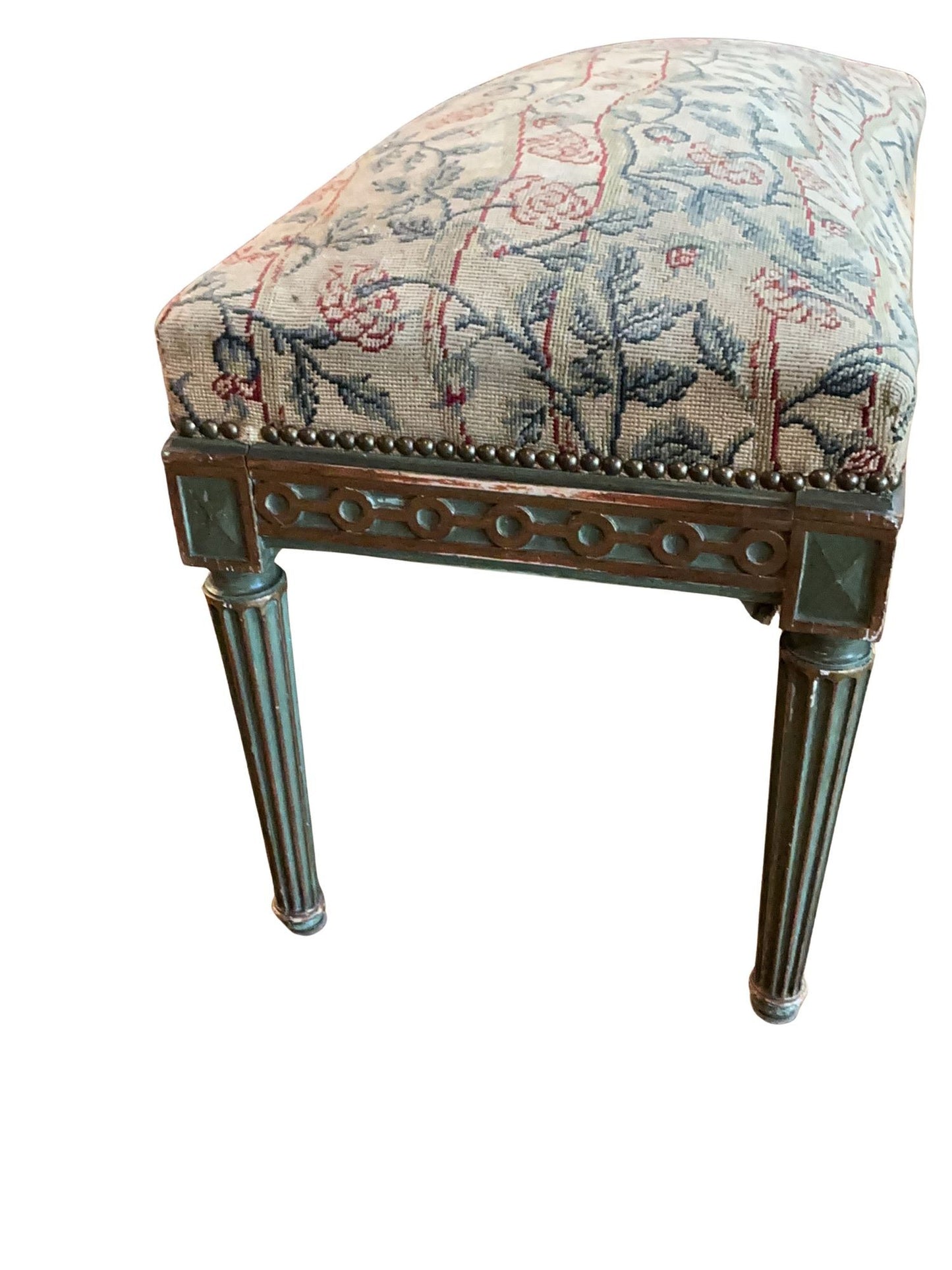 19th century Louis XVI Music bench with gilt and original tapestry