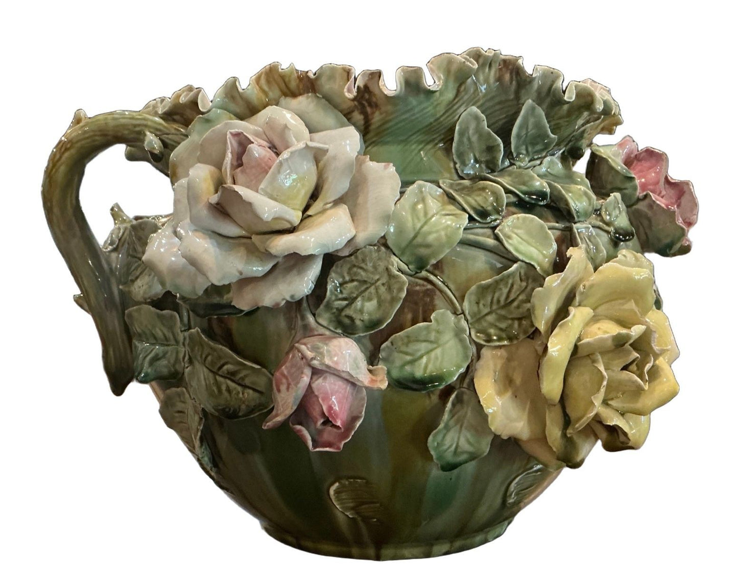 Circa 1900 Majolica Jardiniere