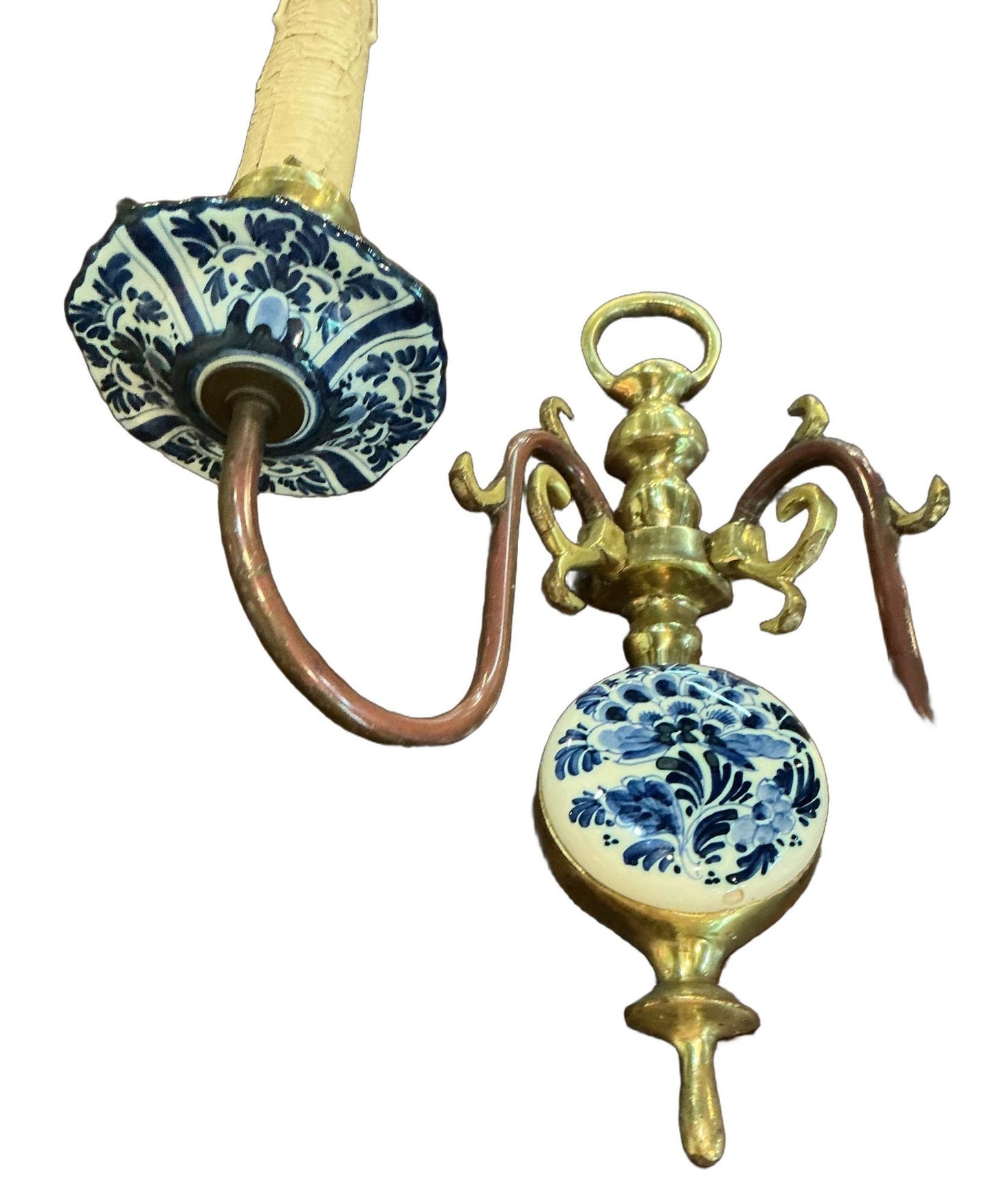 Dutch Delft Hand Painted Sconces - Pair