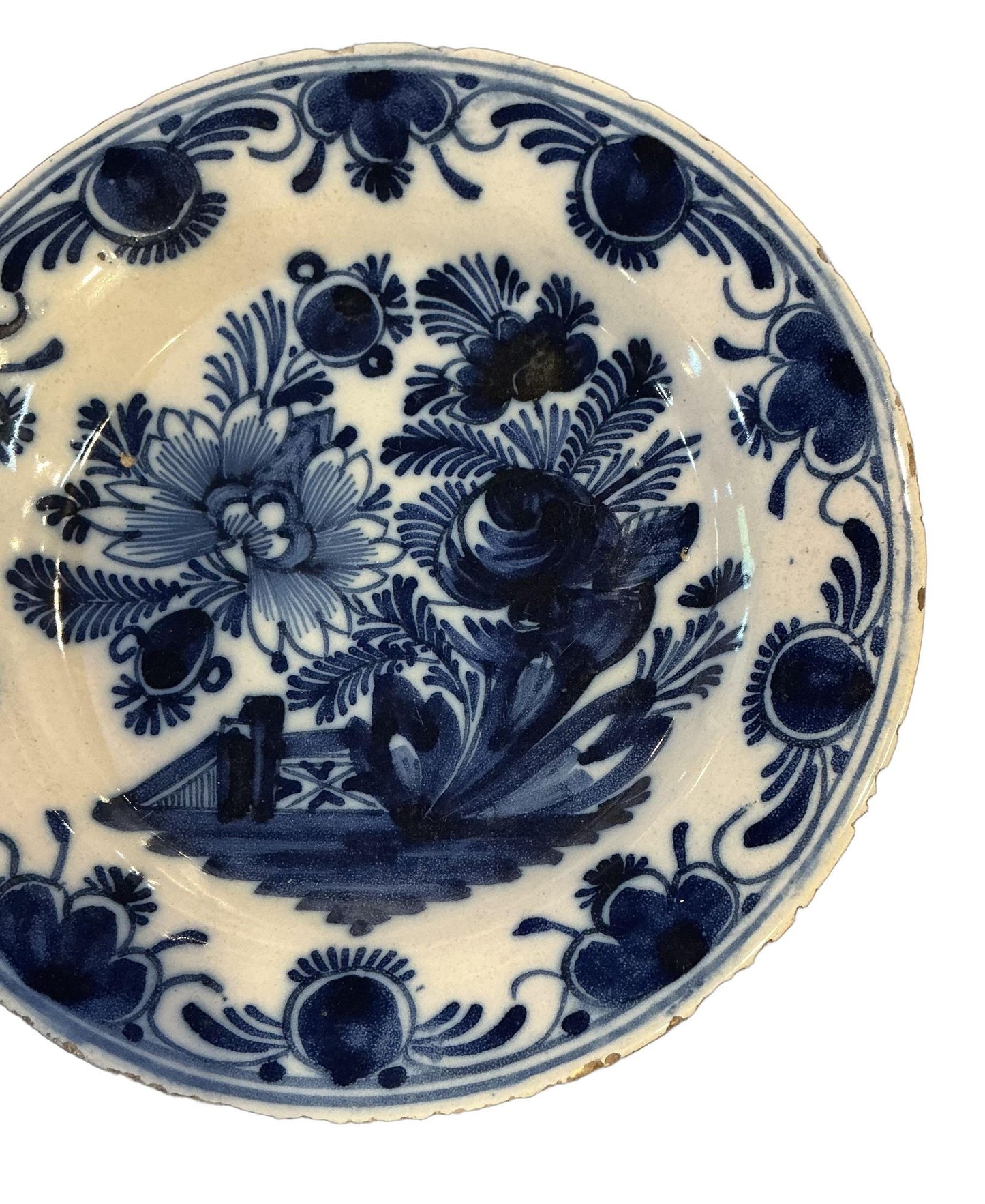 Dutch Delftware “Garden Gate” Scene Plate, Circa 1800