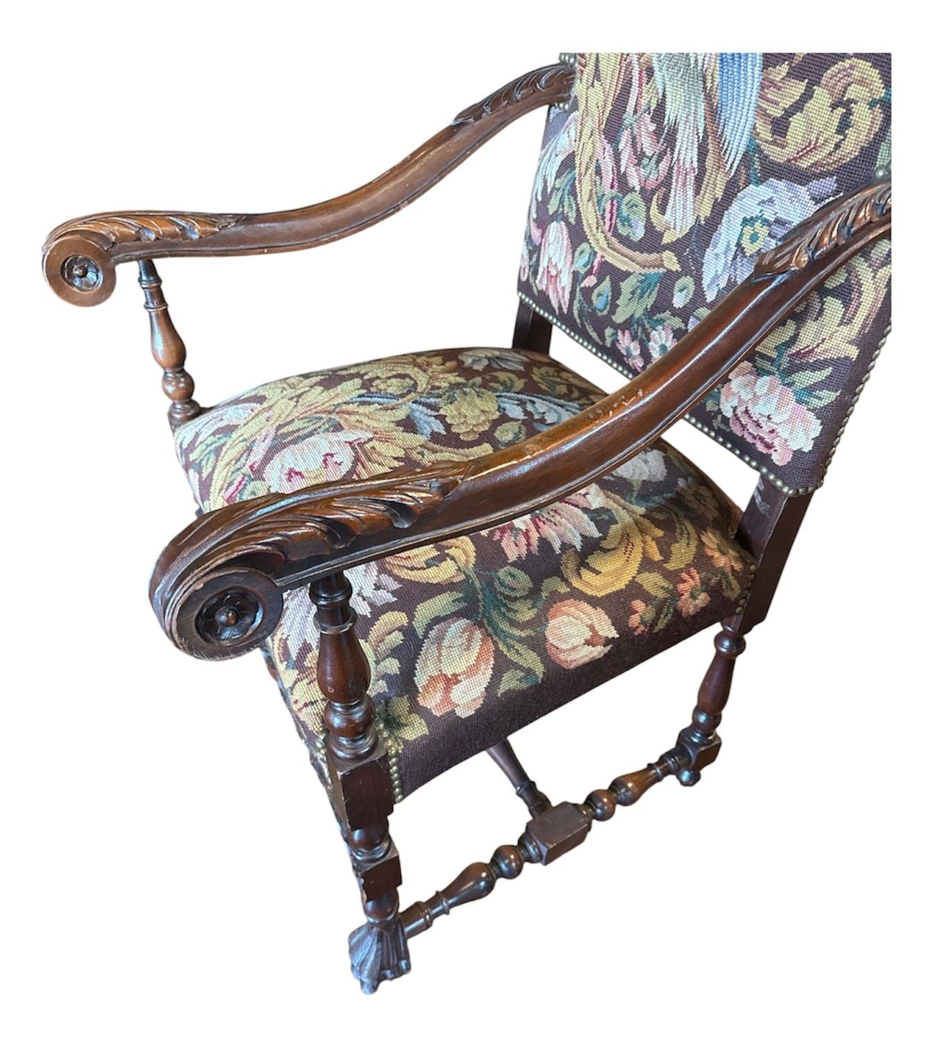 Circa 1880 Continental Arm Chair with Tapestry