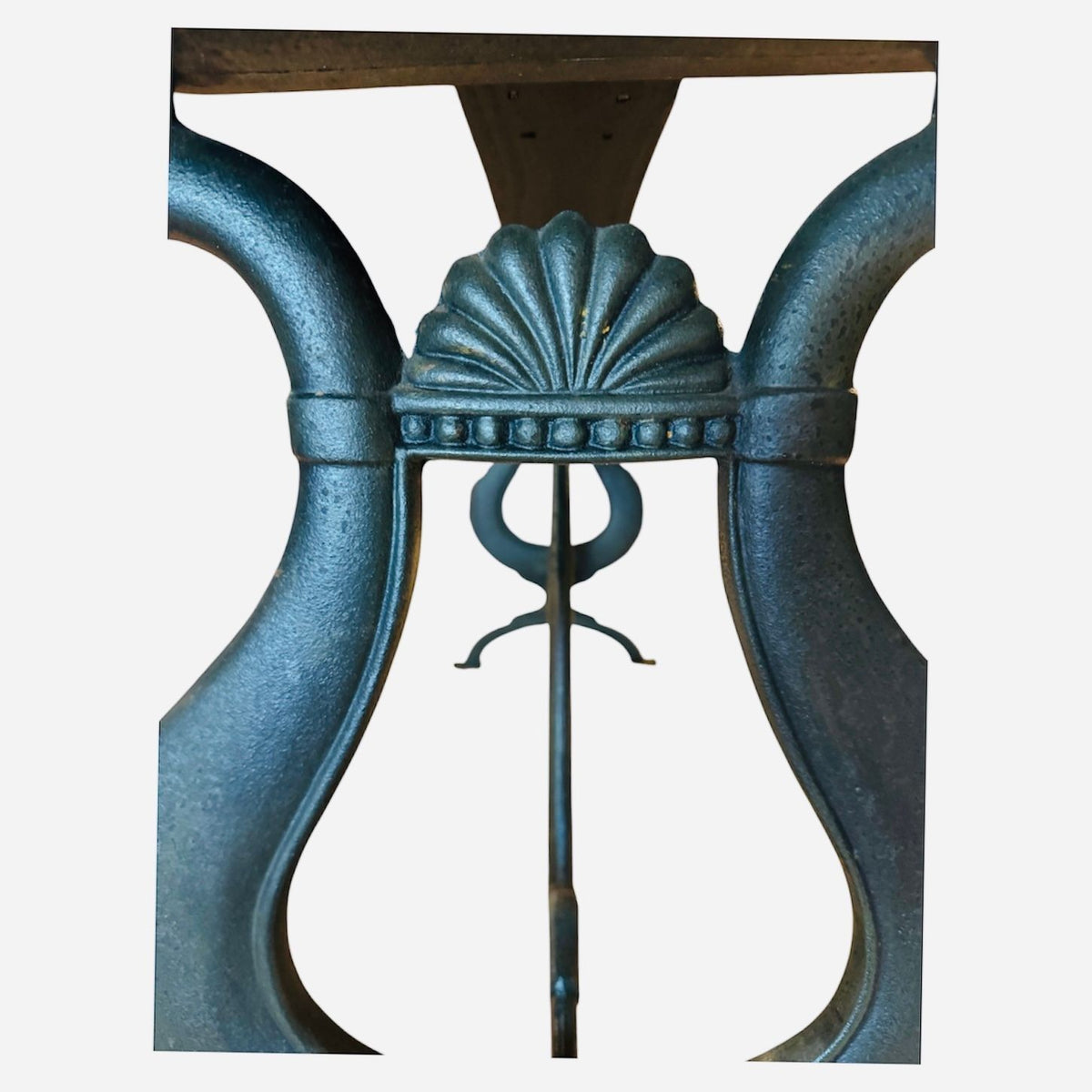 1920’2 Art Deco France Swan Table, Cast Iron Base and Walnut top