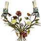 Whimsical Pair Of Mid Centry Italian Florentine Tole Style Bent Metal Electric Floral Sconces
