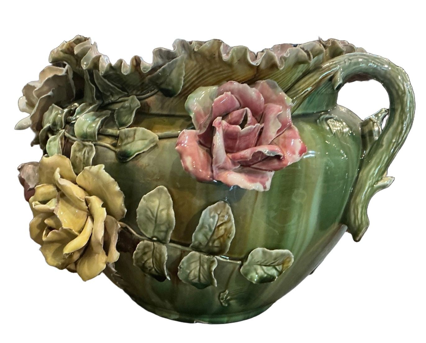 Circa 1900 Majolica Jardiniere