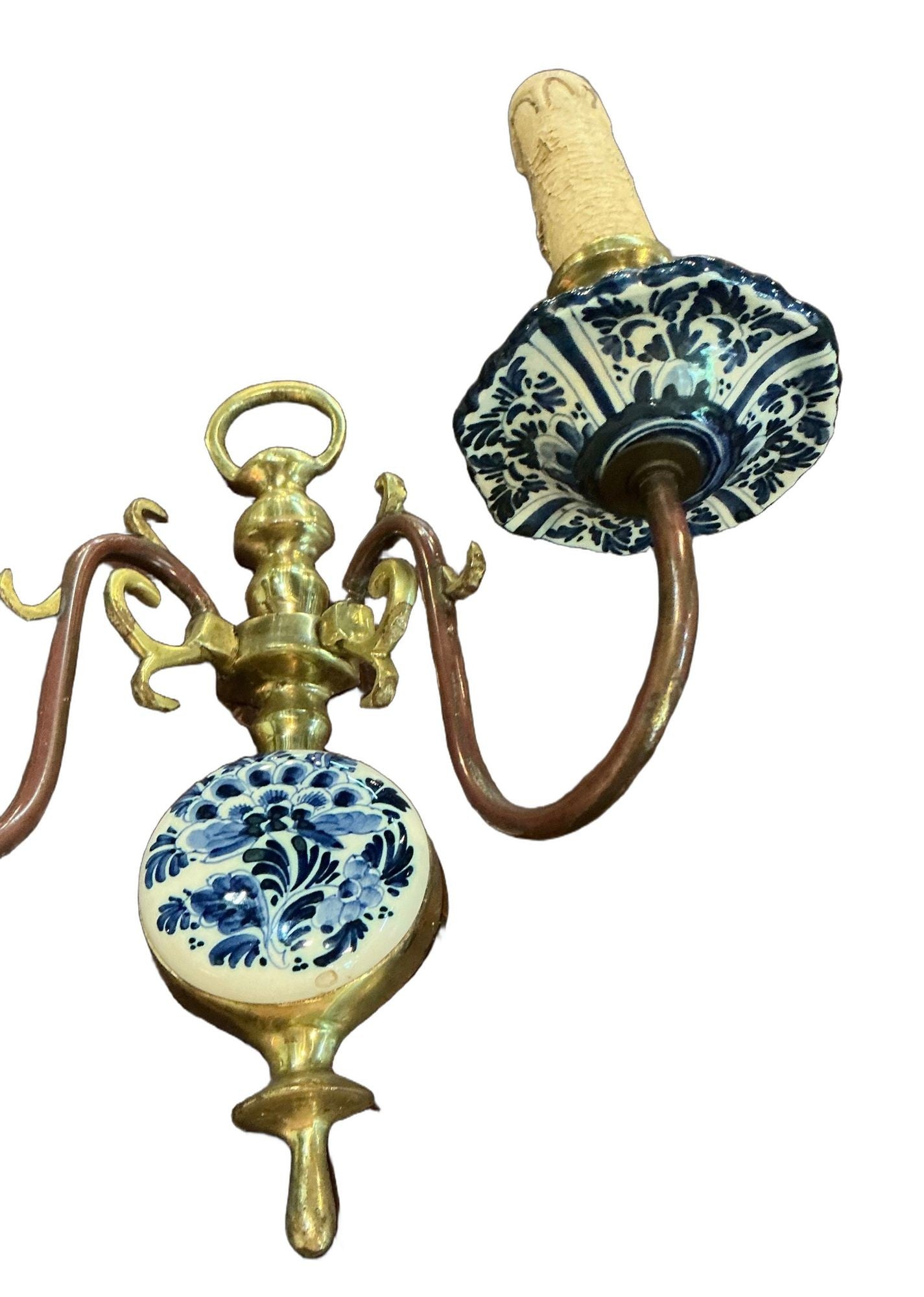 Dutch Delft Hand Painted Sconces - Pair