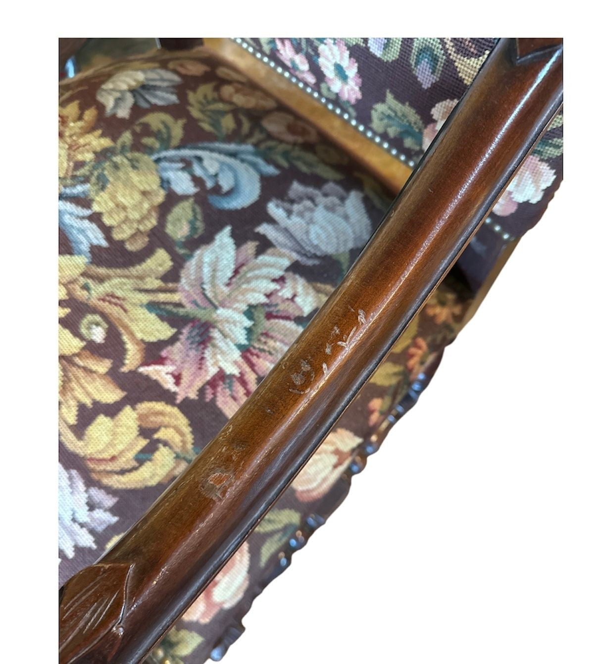 Circa 1880 Continental Arm Chair with Tapestry