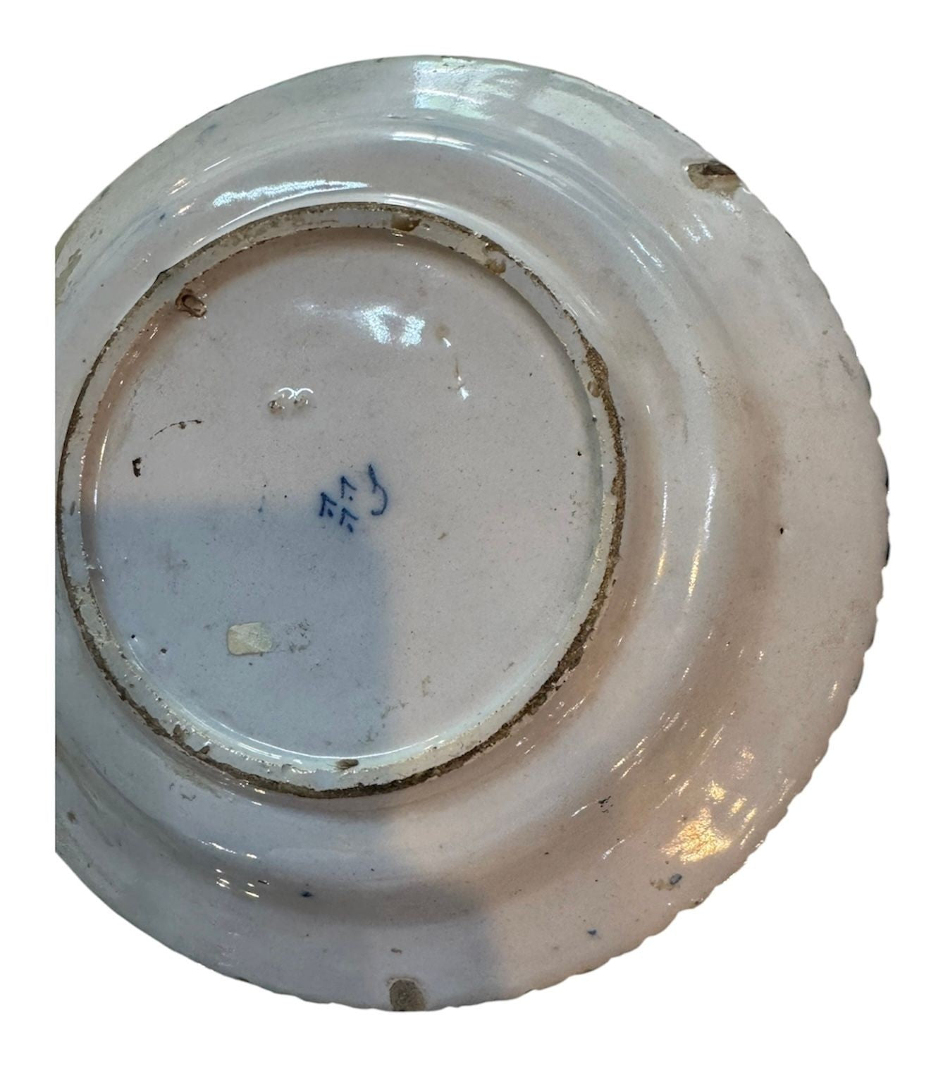18th Century Ribbed Edge Cobalt Blue Delft Tin GLaze