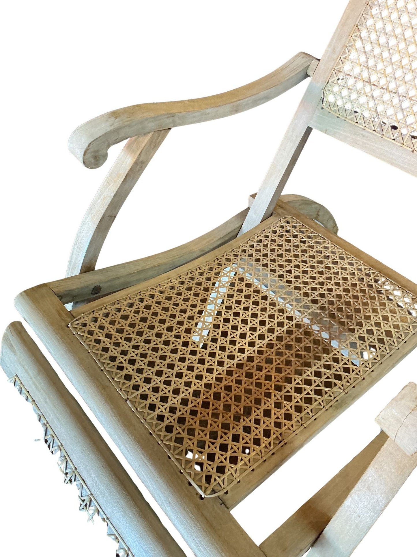 1920’s French Caned Chaise Lounge Bleached