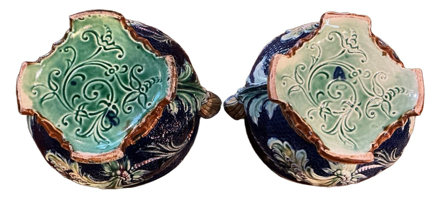 Belgian Majolica Cache Pots Circa 1900
