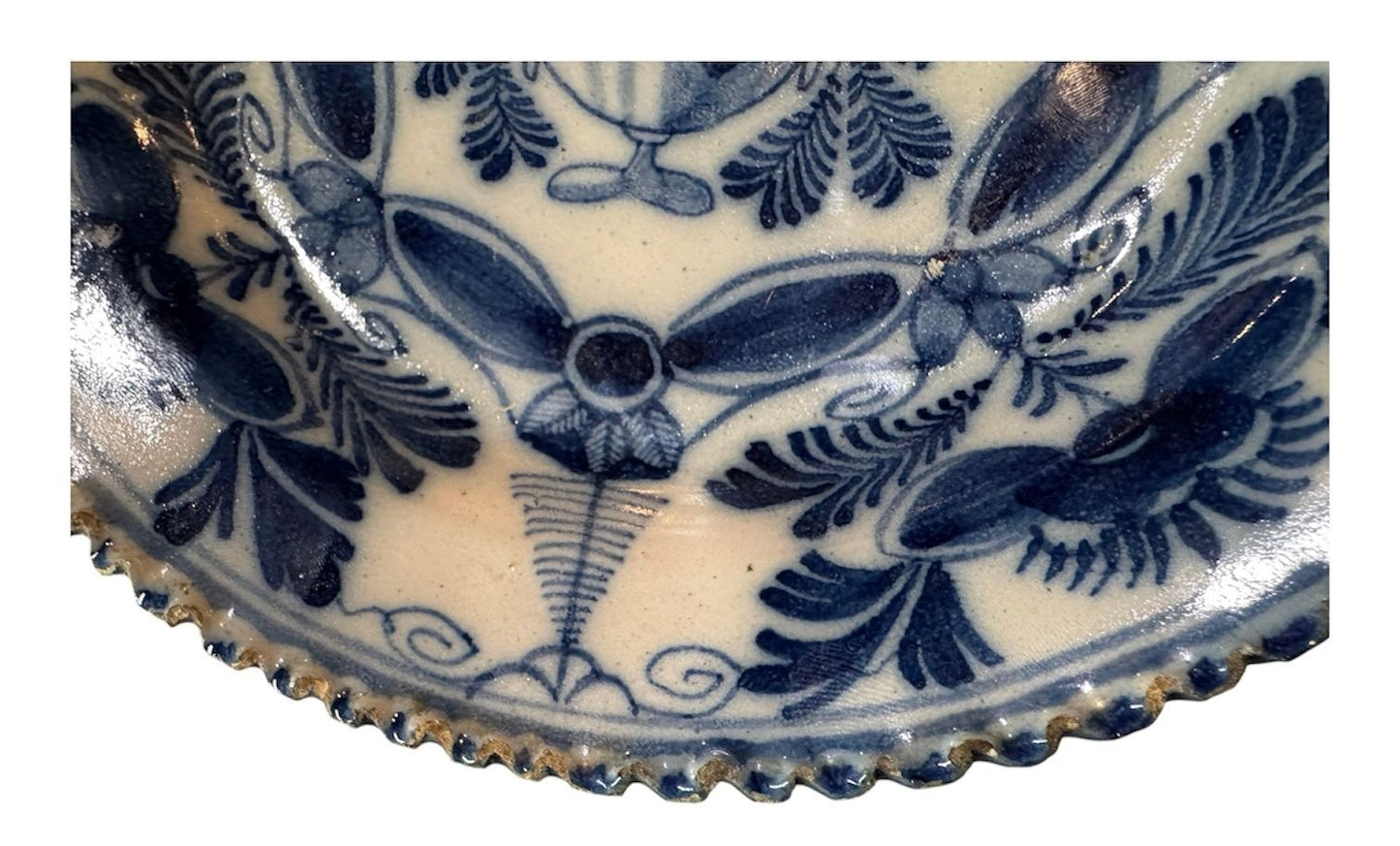 18th Century Ribbed Edge Cobalt Blue Delft Tin GLaze