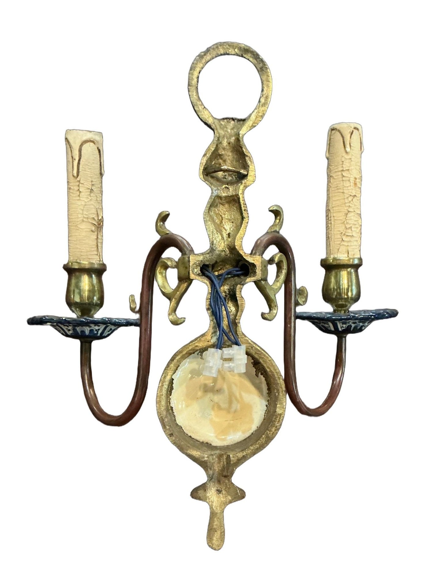 Dutch Delft Hand Painted Sconces - Pair