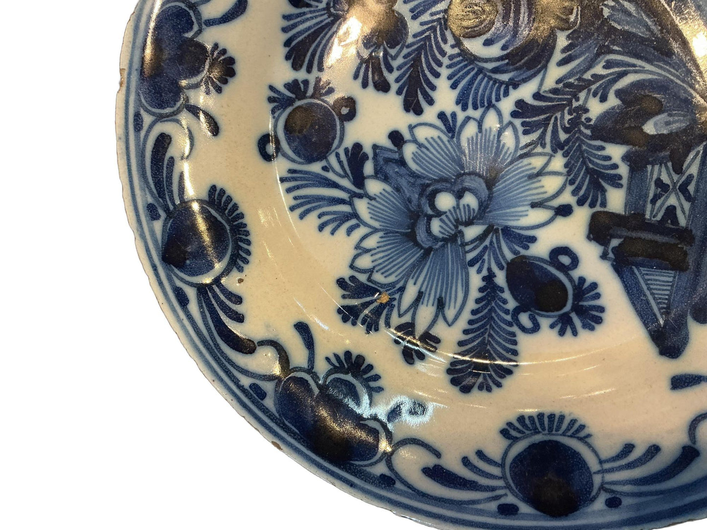 Dutch Delftware “Garden Gate” Scene Plate, Circa 1800