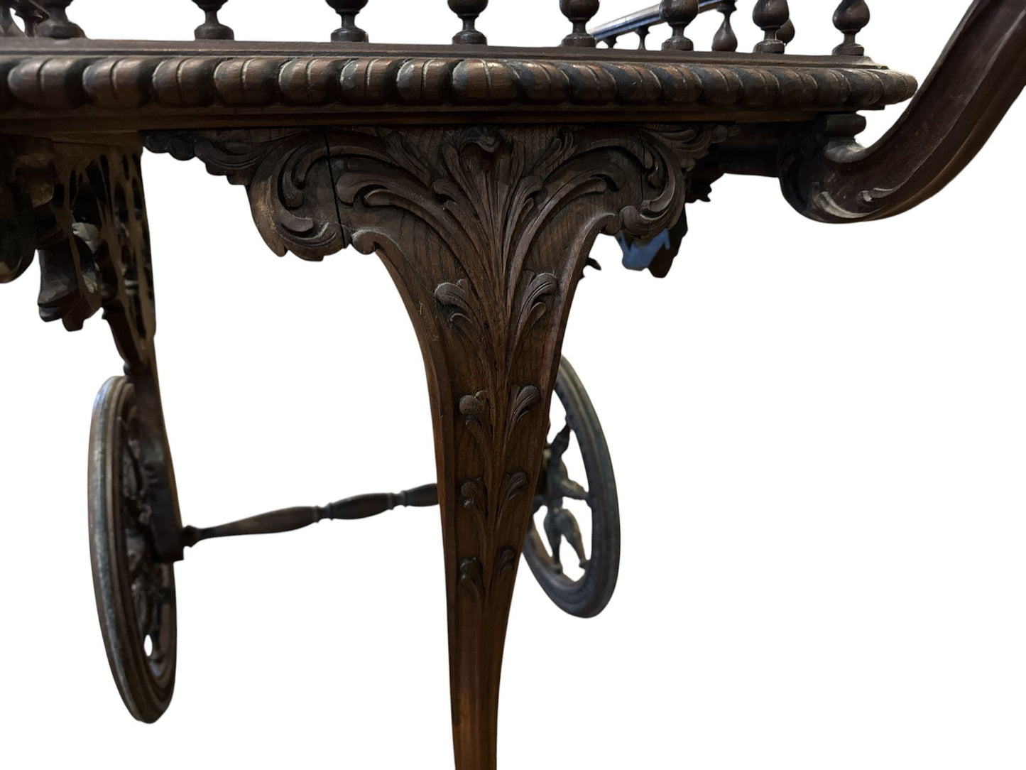 Antique Handcarved French Tea Cart, Circa 1880