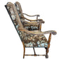 French Walnut Continental Arm Chairs in Vintage Floral Fabric, Pair