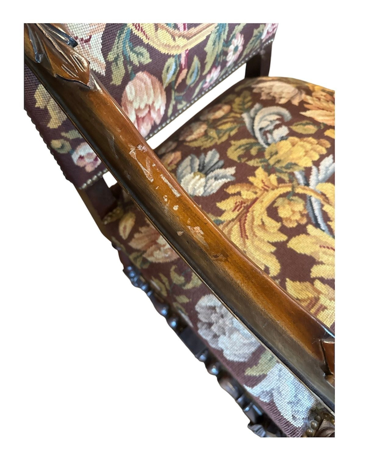 Circa 1880 Continental Arm Chair with Tapestry