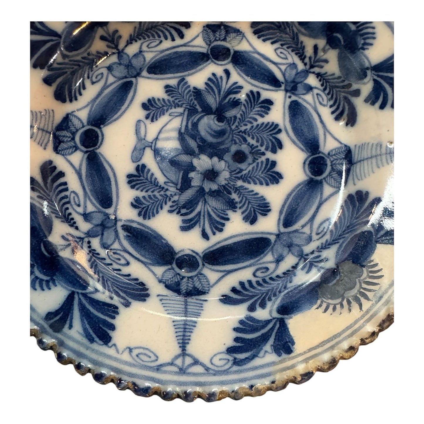 18th Century Ribbed Edge Cobalt Blue Delft Tin GLaze