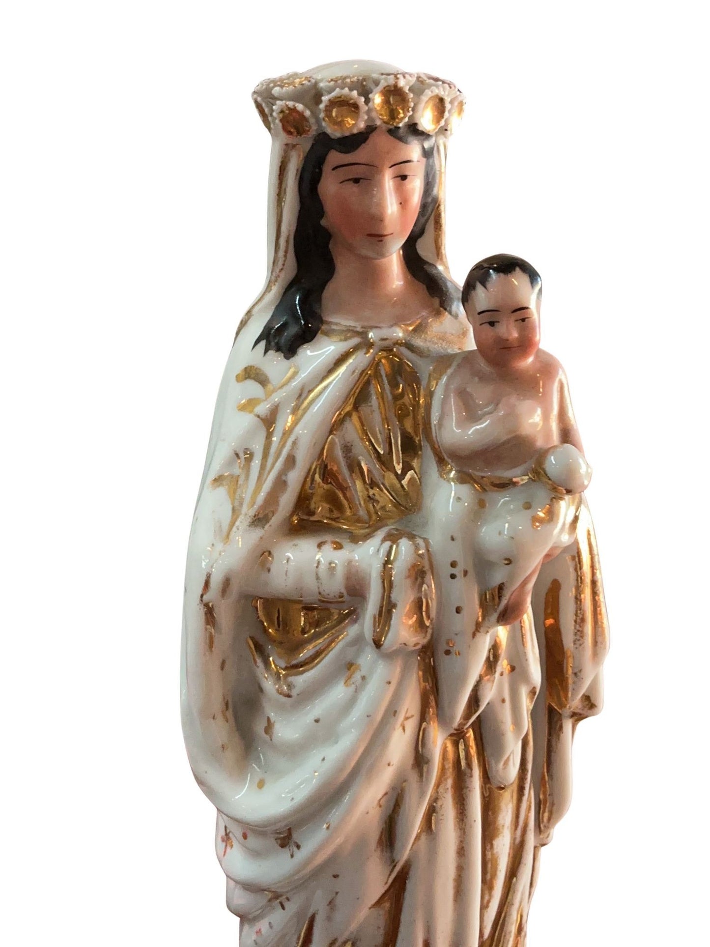 Antique French Vieux Paris Madonna and Child