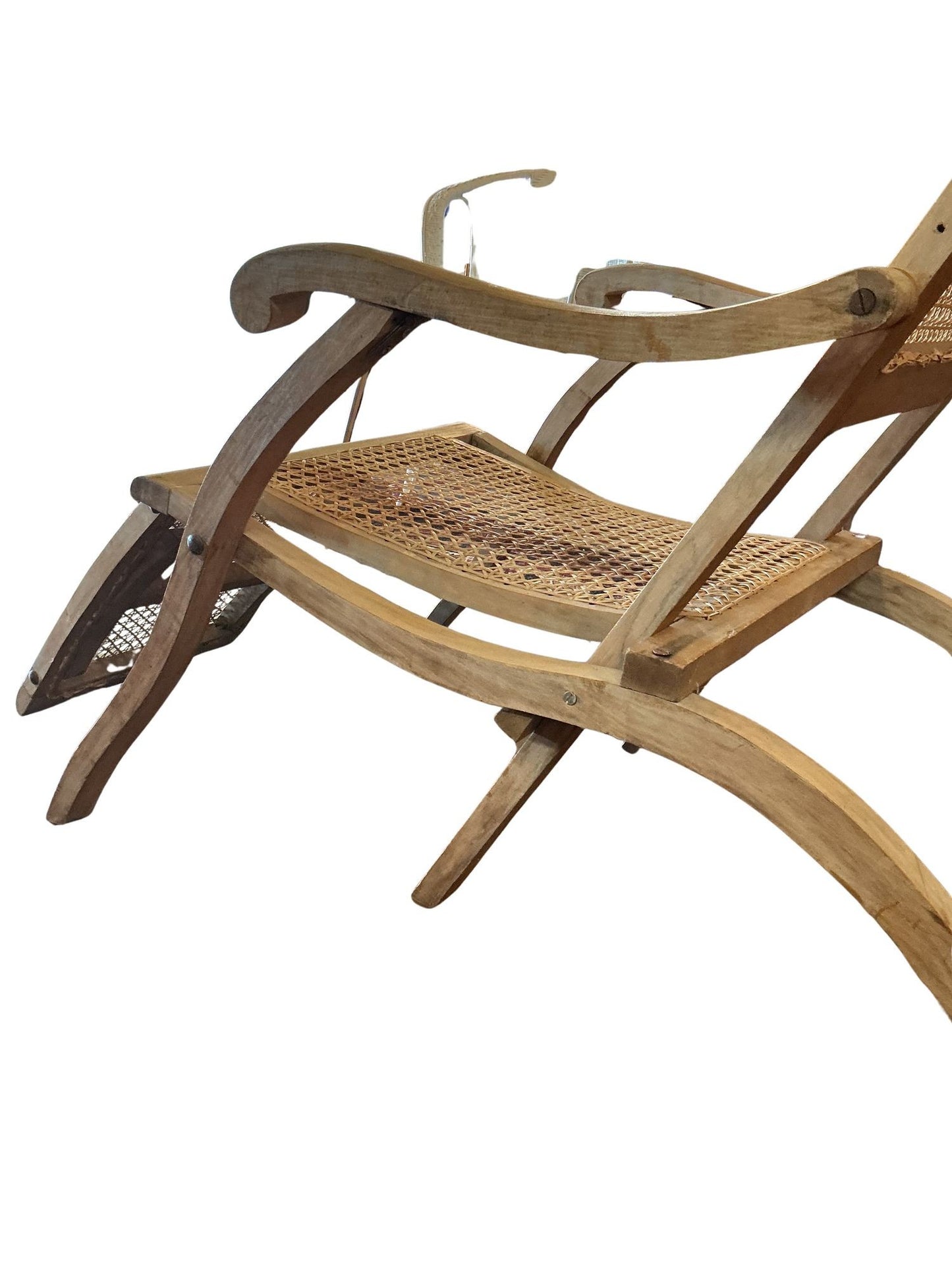 1920’s French Caned Chaise Lounge Bleached