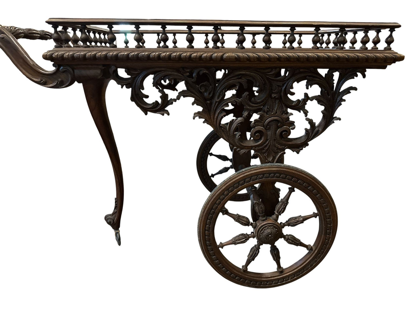 Antique Handcarved French Tea Cart, Circa 1880