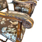 French Walnut Continental Arm Chairs in Vintage Floral Fabric, Pair